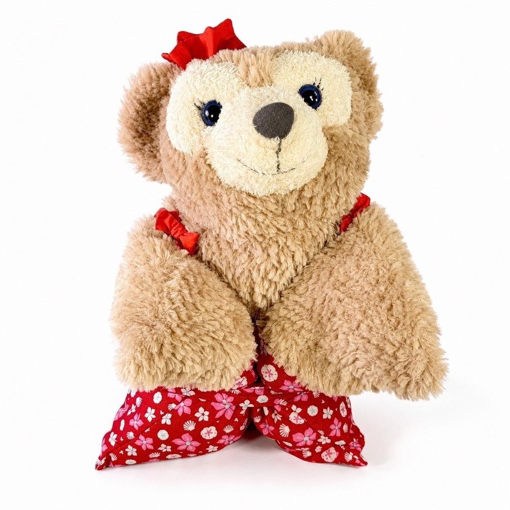 Disney Parks Aulani Hawaii Resort ShellieMay Bear Plush Pillow Red Floral 20"